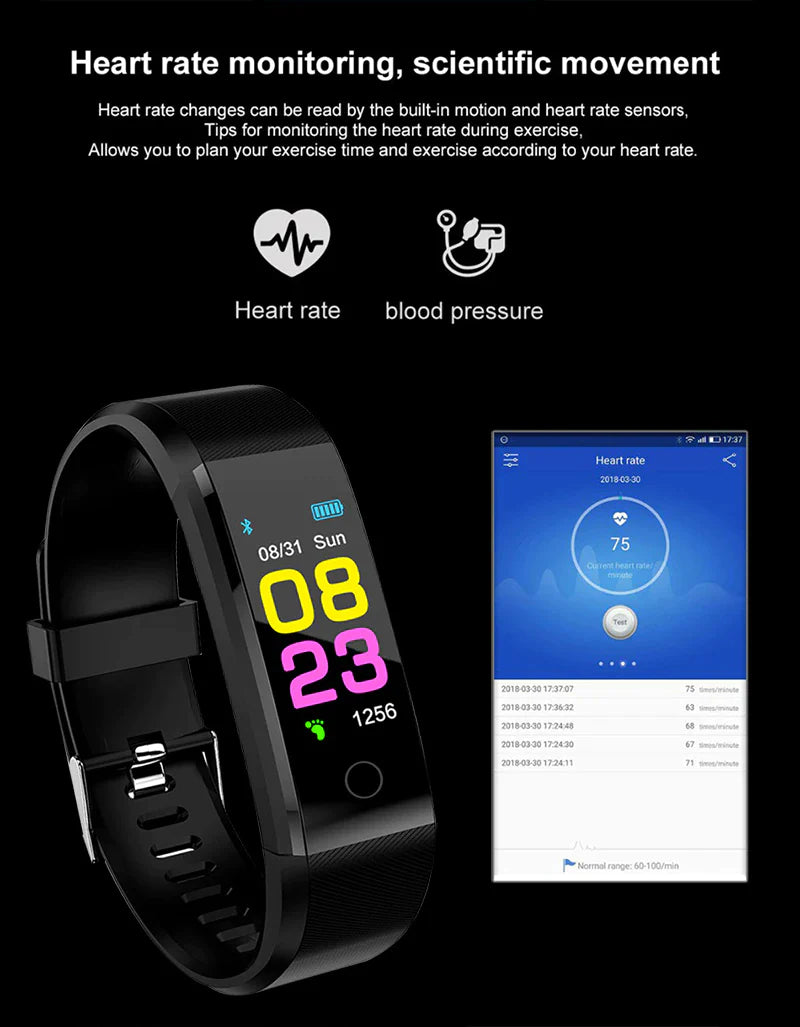 Fitness Smart Watch Activity Tracker Heart Rate for Women Men Oxygen BP Monitor