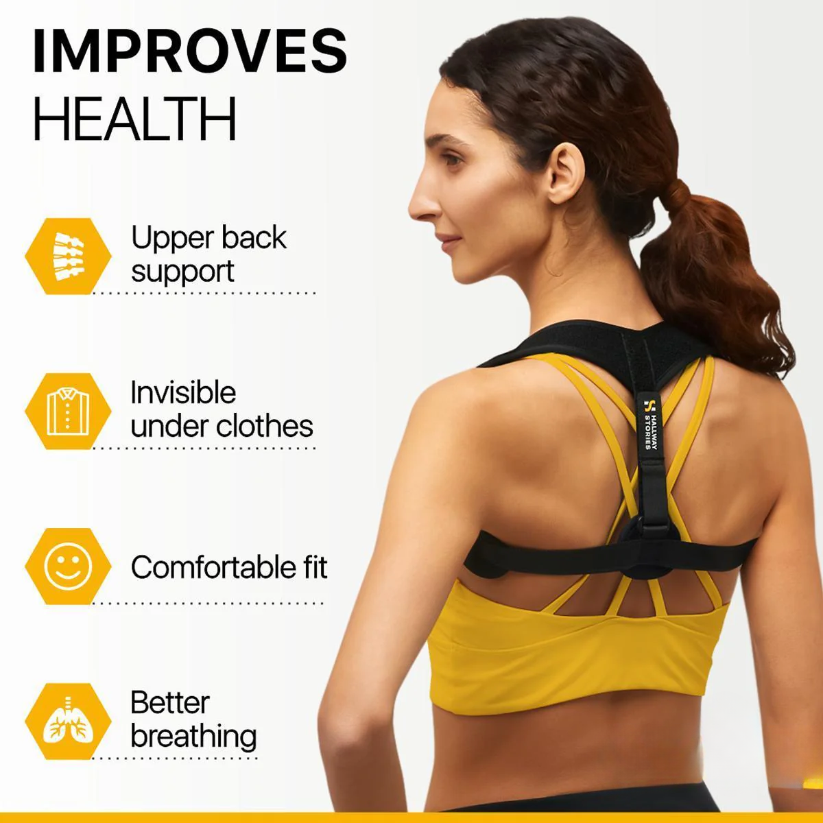 PerfectPoise Adjustable Back Brace Posture Corrector for Men & Women – Improves Posture, Relieves Pain, 28-48 Inch Support