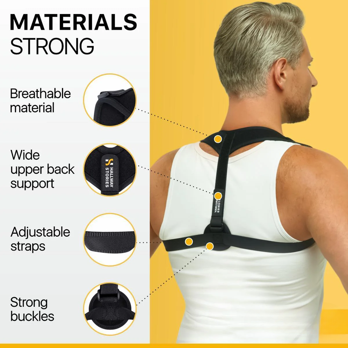 PerfectPoise Adjustable Back Brace Posture Corrector for Men & Women – Improves Posture, Relieves Pain, 28-48 Inch Support